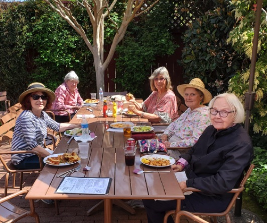 Ladies Who Lunch L-R Marion Liz Kathleen Sylvia Dee at Rancho Nicasio.